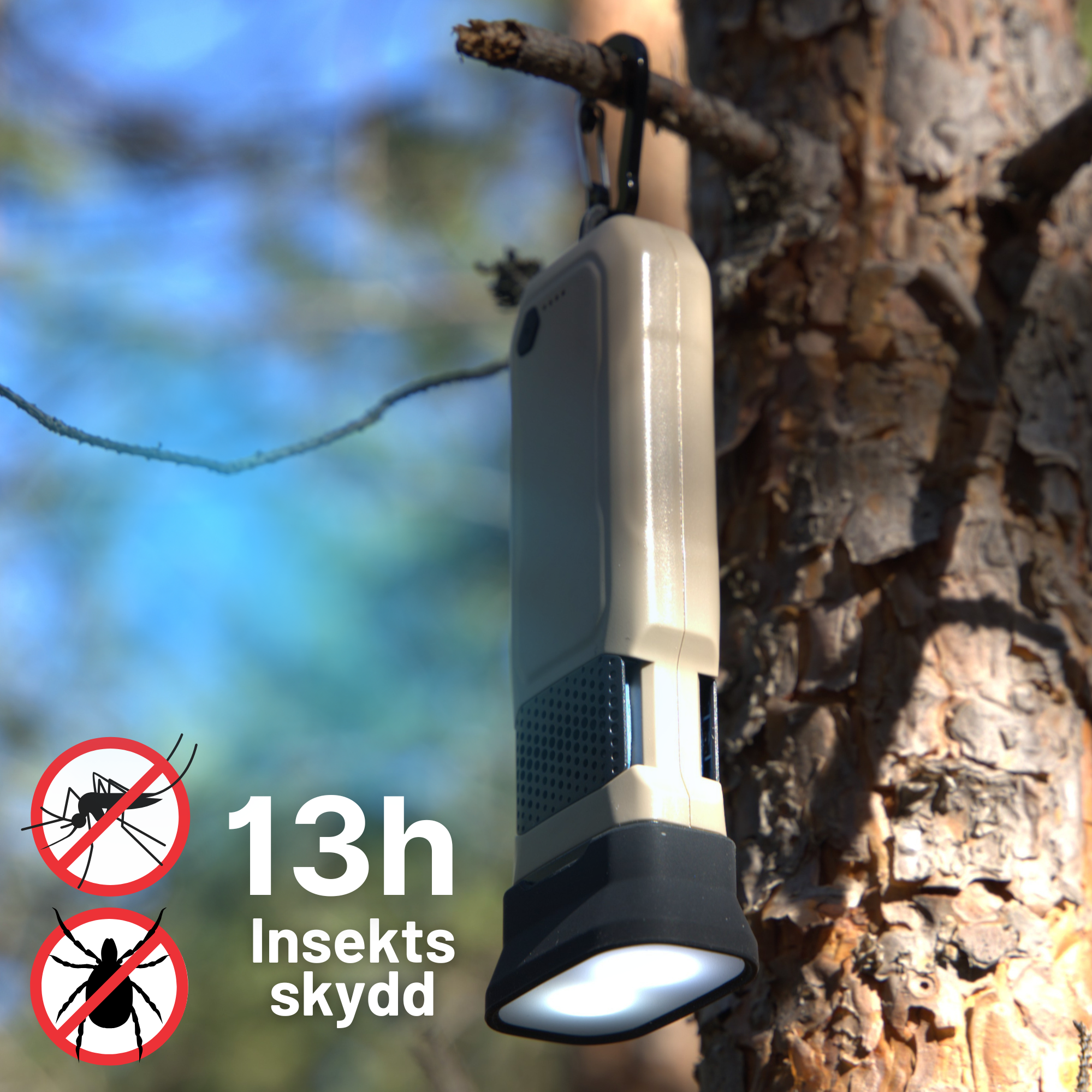3-in-1 Fästing/Myggdosa, 9600 mAh Powerbank & Ficklampa