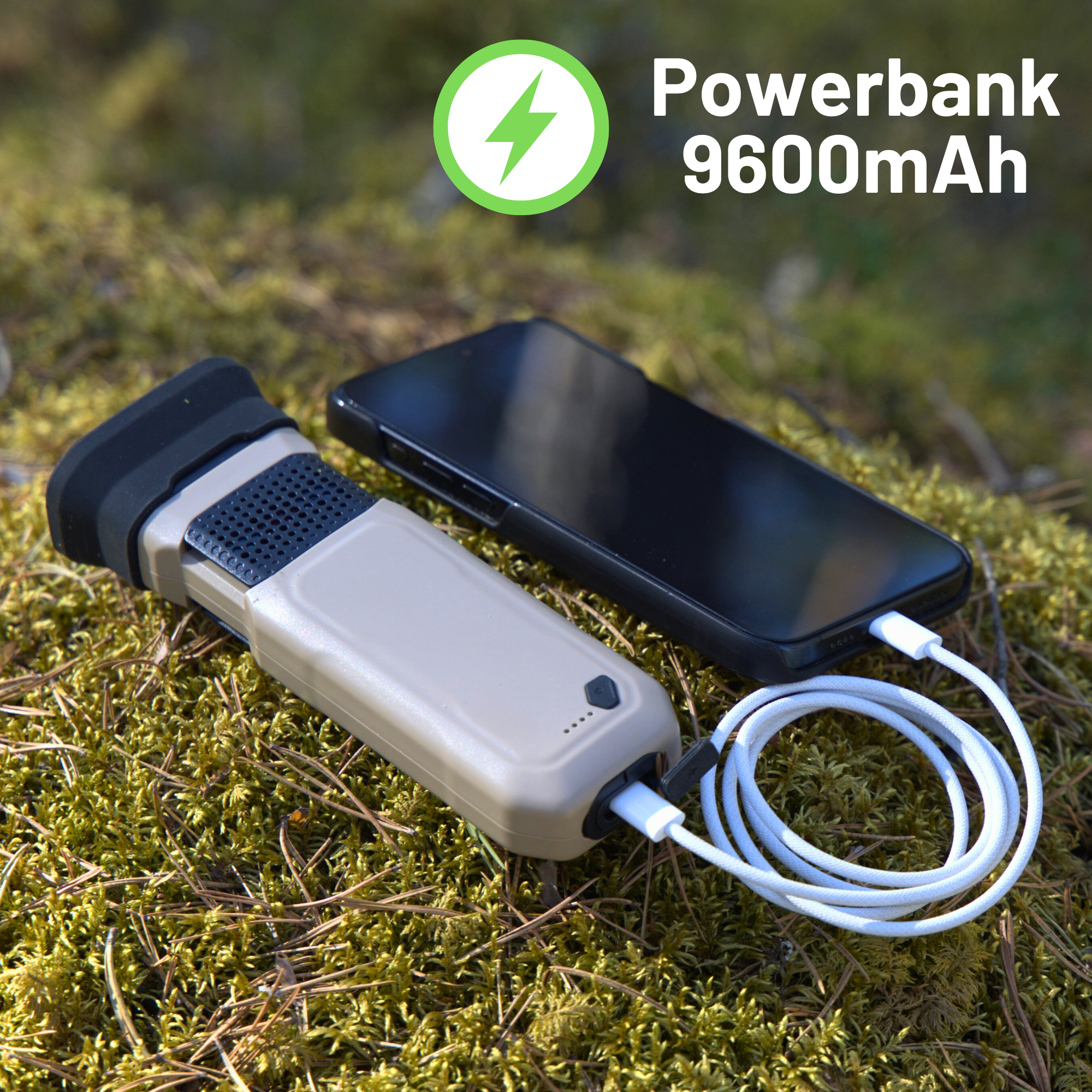 3-in-1 Fästing/Myggdosa, 9600 mAh Powerbank & Ficklampa