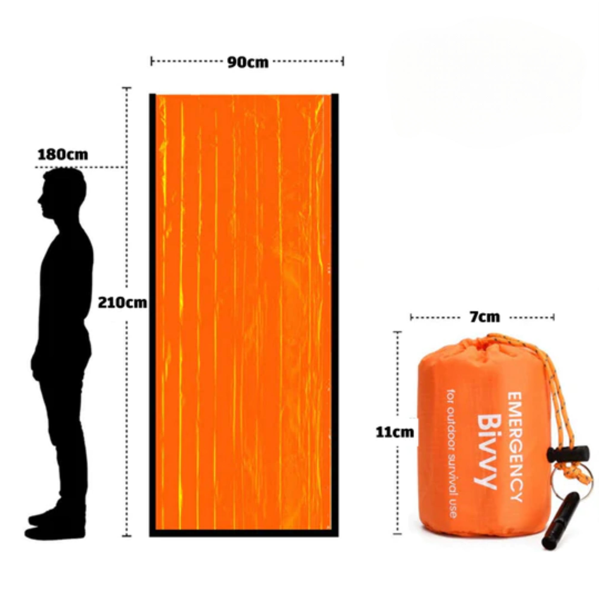 Bivy Bag - Kompakt nödsovsäck + Visselpipa 120dB