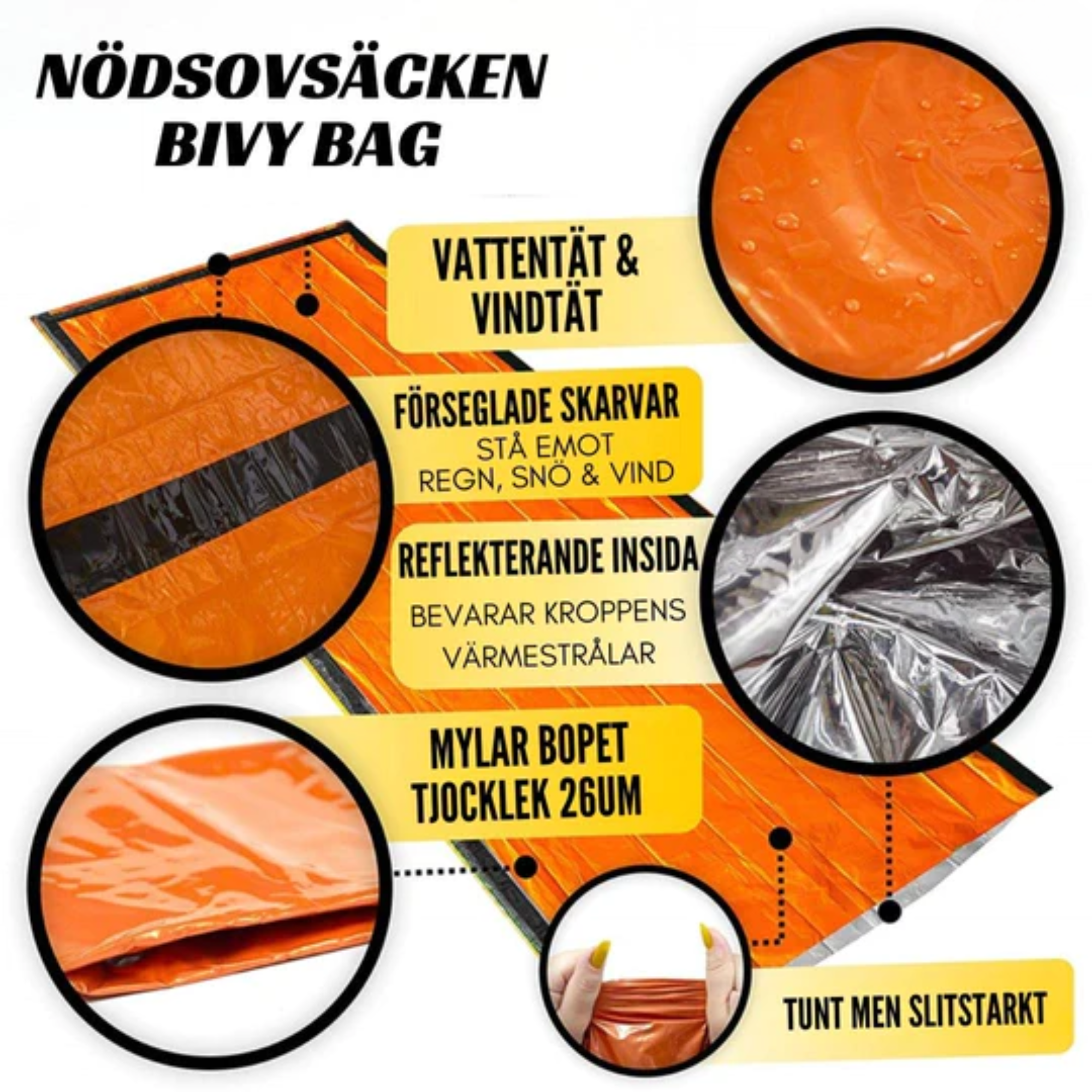Bivy Bag - Kompakt nödsovsäck + Visselpipa 120dB