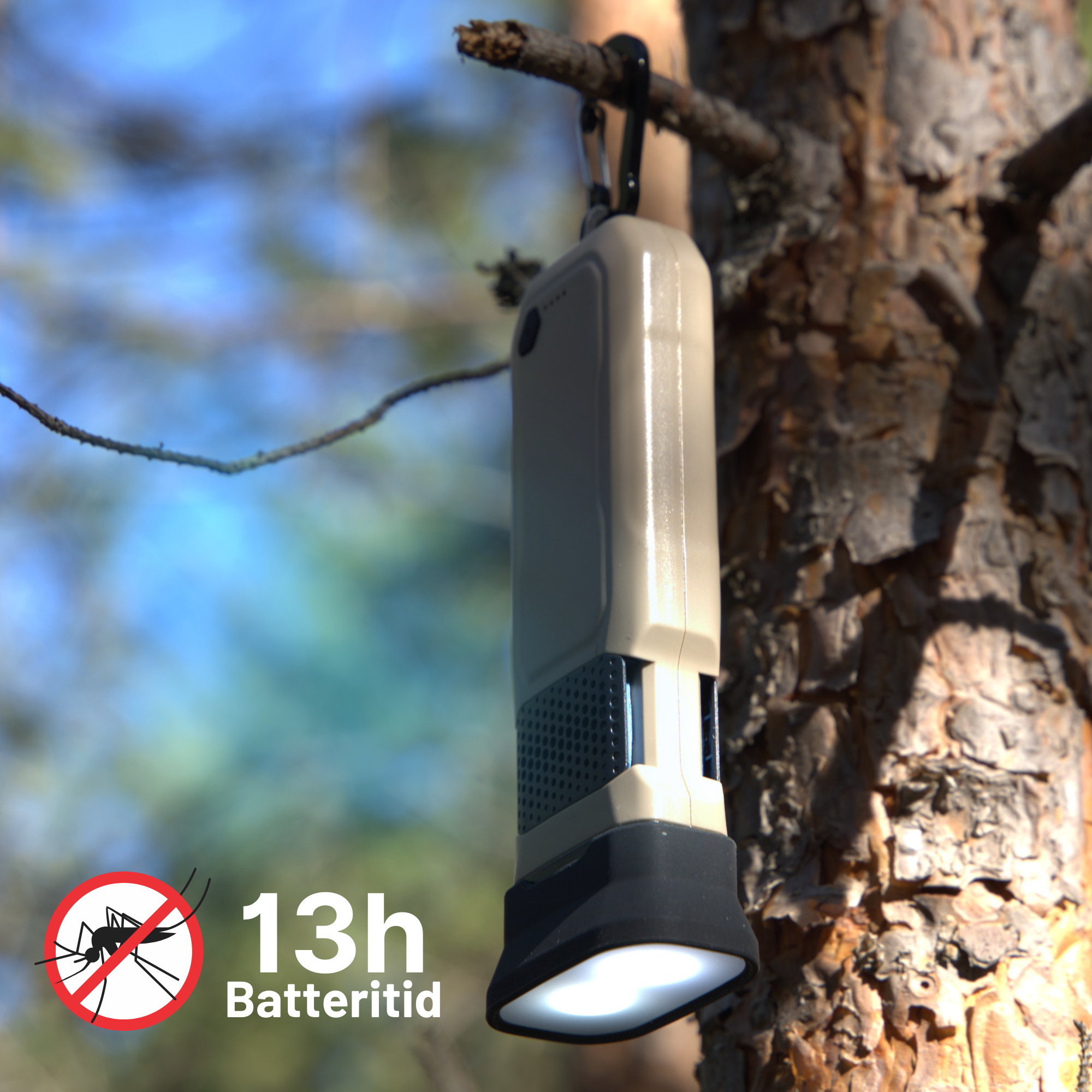 3-in-1 Myggdosa, 9600 mAh Powerbank & Ficklampa