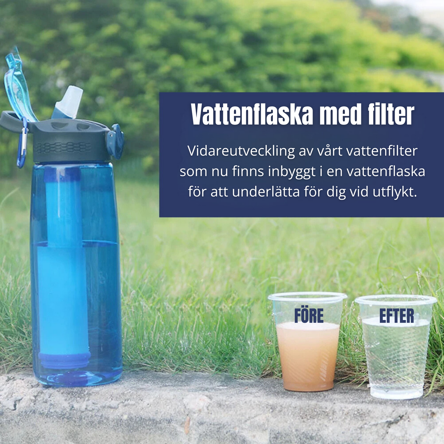 Vattenflaska med inbyggt filter 650 ml