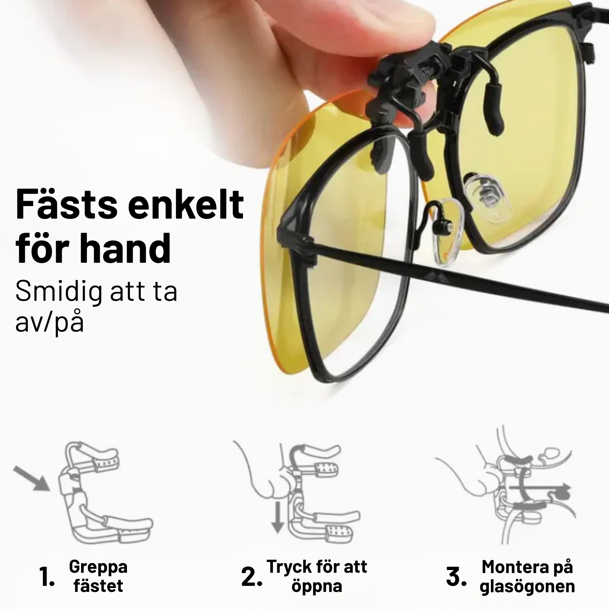 Clip-On Glasögon för mörkerkörning - Polariserade